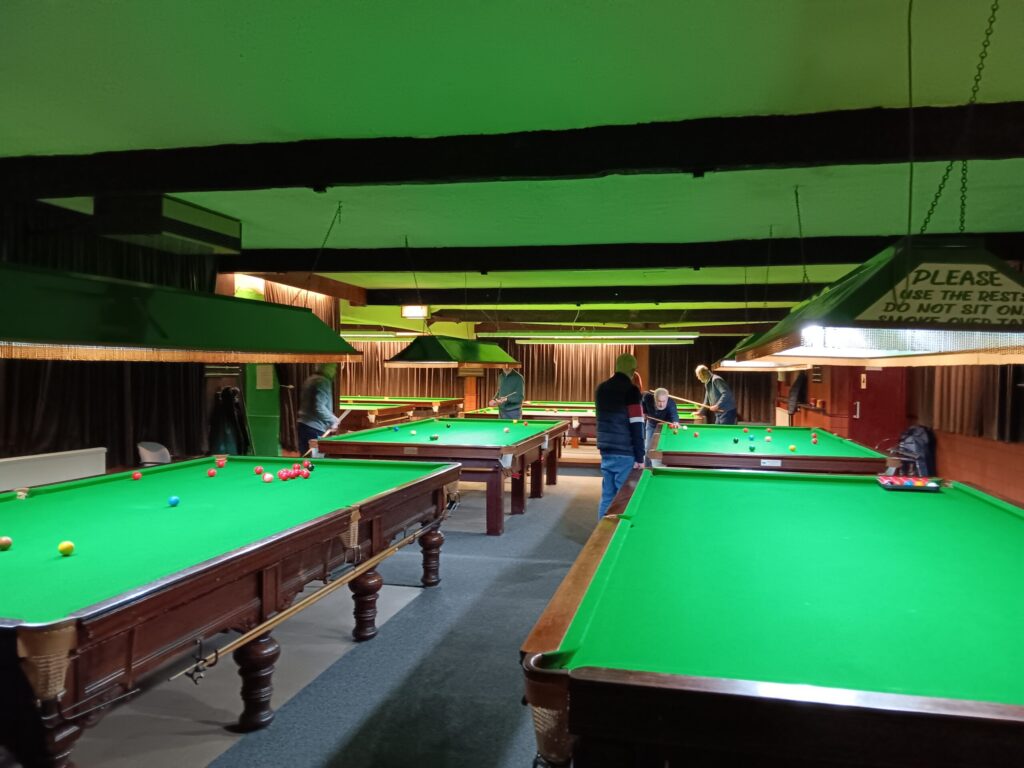 Snooker hall with tables